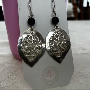 Elegant Silver and Black Dangle Earrings